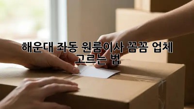 해운대 좌동 원룸이사, 꼼꼼 업체 고르는 법! 📦✨